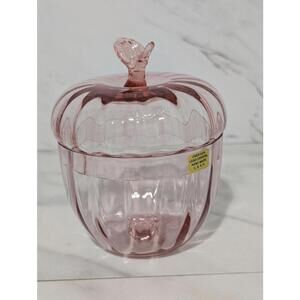 Vintage Pink Lead Crystal Decorative Jar W/Lid Made in USSR